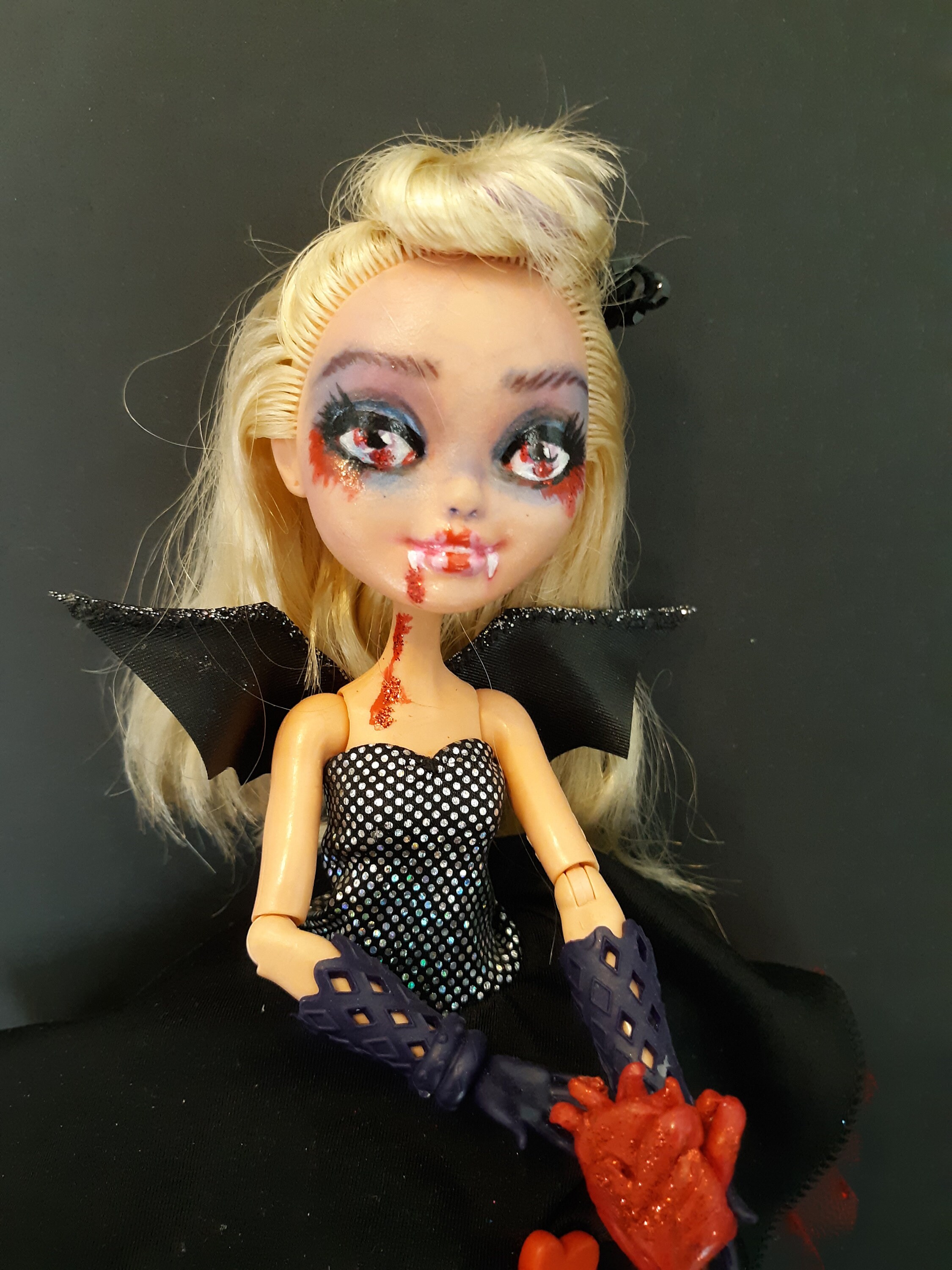 Heart on Her Sleeve Vampire Doll Monster High Repaint Etsy
