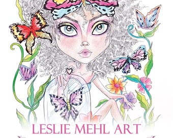 Leslie Mehl Fantasy Coloring Book Collection 20 Original Line Art Loose Leaf Pages