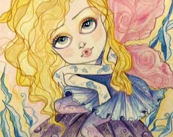 Fantasy Fairy Marley Faerie Big Eye Art Print by Leslie Mehl