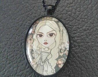 The White Queen Fantasy Face Horror Art Pendant Big Eye Pendant