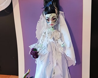 Monster High OOAK doll repaintThe Bride Of Frankenstein doll custom horror art doll