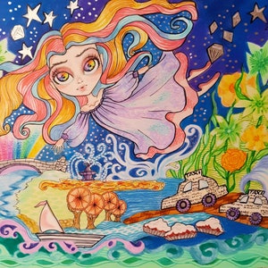 The Girl With Kalidescope Eyes Art Print song art fantasy music art