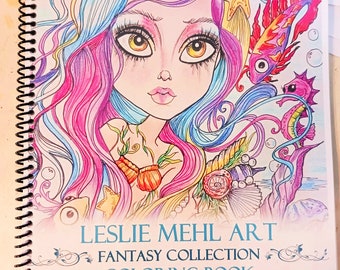 Leslie Mehl Fantasy Bound Coloring Book Collection 20 Original Pages Whimsical Fairy Goth Line Art