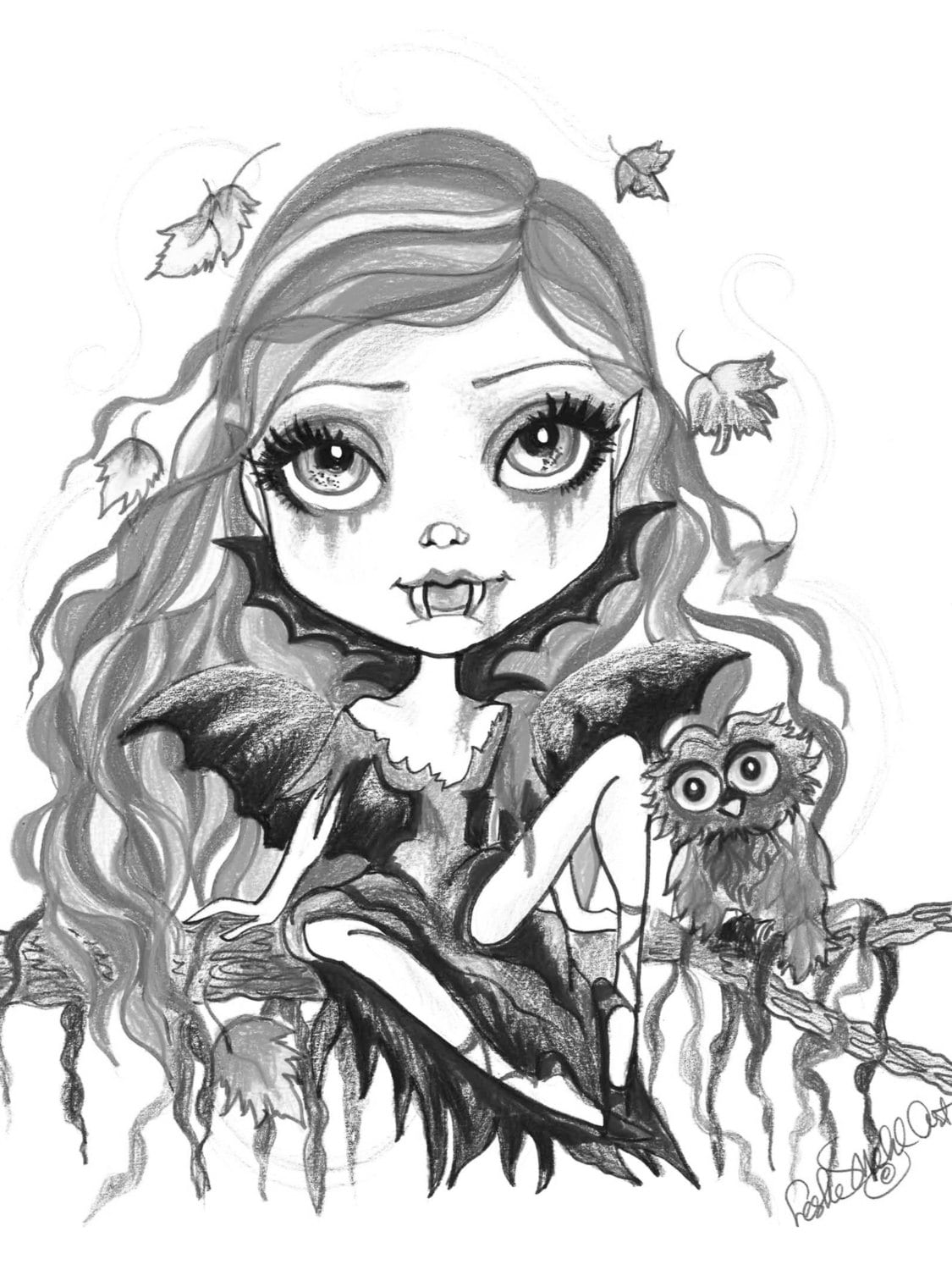 adult-coloring-page-greyscale-coloring-page-printable-coloring-page-digital-download-halloween