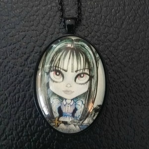 Difficult Childhood Necklace Fantasy Face Horror Art Pendant Big Eye Pendant