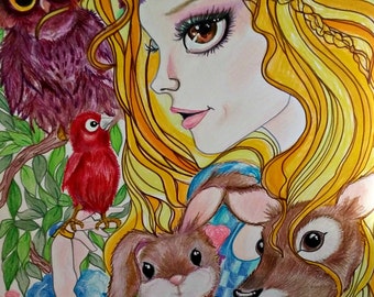 Fairytale Fantasy Sleeping Beauty and Friends Art Print by Leslie Mehl