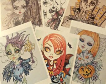 5 x 7 Horror  Halloween Fantasy Lowbrow Art Print (Your Choice) by Leslie Mehl