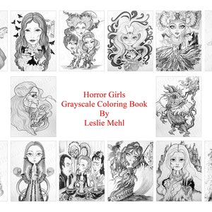 Coloring Book Grayscale Halloween Volume 2 Printable Instant Download-Grayscale-Leslie Mehl Art image 2