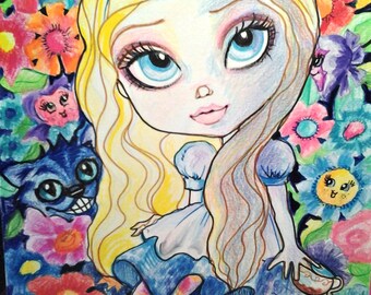 Alice and the Flowers ACEO/ATC Artist Trading Cards By The Artist Leslie Mehl