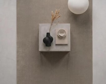 Tapis neutre tufté à la main, design géométrique moderne et minimaliste, beige doux, pièce décorative pour la maison