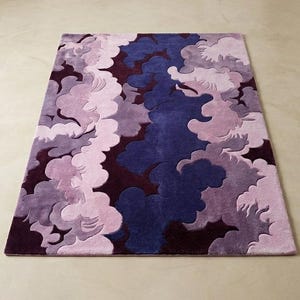 Hand Tufted Abstract Cloud Pattern Rug Purple Blue Modern Artistic Home Decor