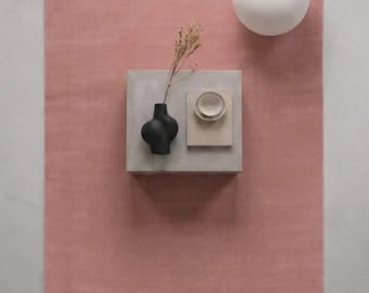 Hand Tufted Rug, Pink Area Rug, Minimalist Carpet, Modern Home Decor, Soft Wool Floor Rug