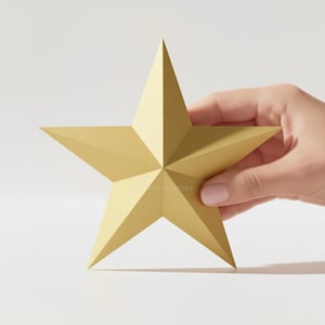 3D Papercraft Star Template | Diy Printable Star PDF SVG DXF | 5 Point Star Ornament Decor | Low Poly Paper Star Craft