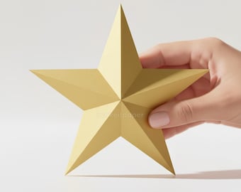 3D Papercraft Star Template | Diy Printable Star PDF SVG DXF | 5 Point Star Ornament Decor | Low Poly Paper Star Craft