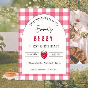 Premier anniversaire de la baie, modèle numérique personnalisable, 1er anniversaire de bébé, modèle d'invitation, fête, fille, garçon, un an