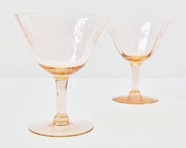Champagne Glasses Vintage Blush Pink Depression Glass Saucer Coupe Toasting Glassware Rose Quartz Wedding Bridal Fine Dining Entertaining