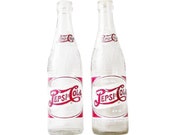 Vintage Pepsi Cola Bottles Soda Pop Beverage Glass Bottles 1948 Memorabilia Red White Painted Label Nostalgic Advertisement Man Cave Decor