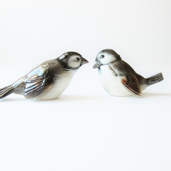 Vintage Sparrows Bird Figurines Goebel West Germany Collectible Gift For Bird Watcher Naturalist Minimalist Natural Home Decor Knick Knack