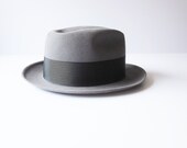 Vintage Mens Fedora Knox New York - Custom Edge Fur Felt Hat - Formal Hat - Classic M Rothschild Co  - Silvertop Gray Trilby - Medium Size 7