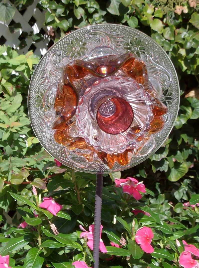 Glass Flower Art Yard And Garden Ornament SHARON Etsy