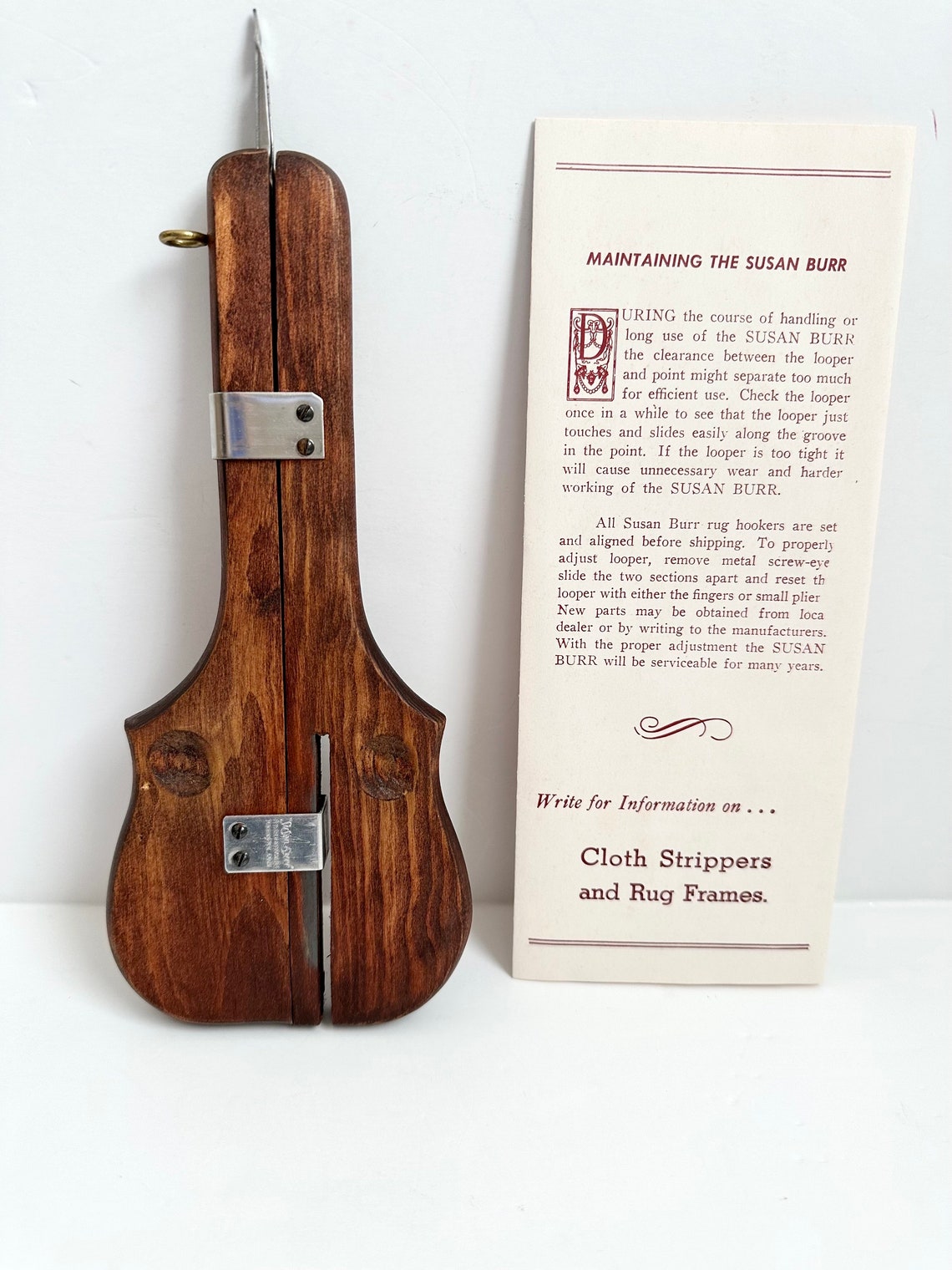 Vintage Susan Burr Hooked Rug Machine Wooden Rug Hook Tool Etsy
