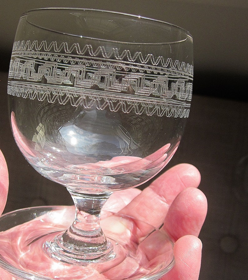 Crystal Clear Glass Dessert Cups Art Deco Geometric Design Etsy
