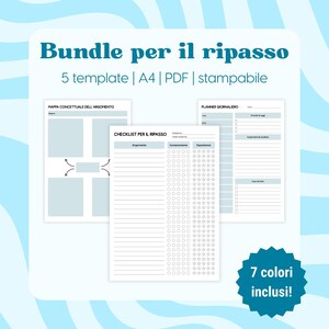 Pacchetto per il ripasso planner settimanale e giornaliero template mappa concettuale e riassunti formato A4 stampabile download istantaneo