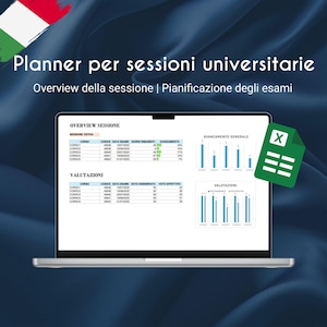 Spredsheet italiano Excel Google Sheets pianificatore per sessione universitaria organizzare gli esami pianificare lo studio