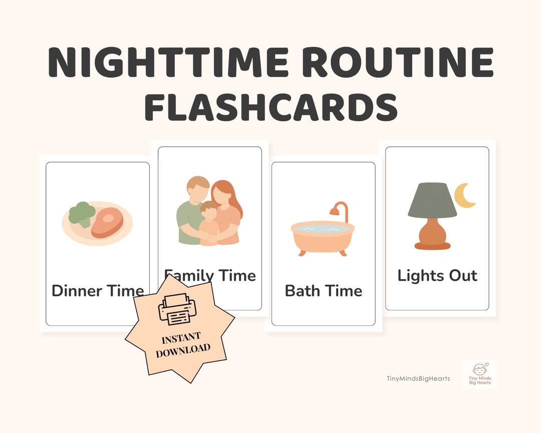 Night Time Visual Routine Printable Bedtime Routine Cards for Kids | Nighttime Visual Schedule | Printable ...
