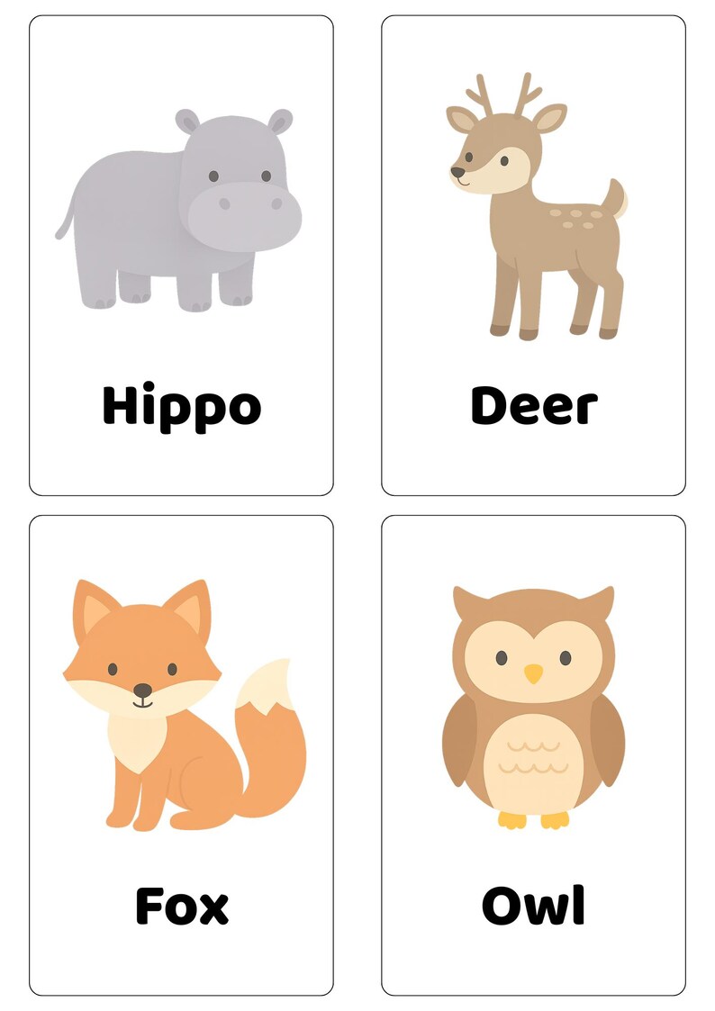 Safari Animal Flashcards | Montessori Jungle Cards | Toddler Learning ...