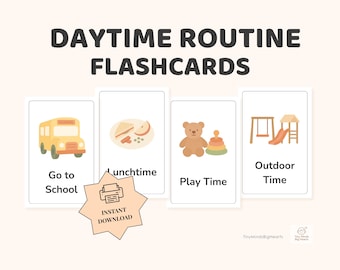 Toddler Routine Cards Printable | Kids Visual Schedule for Daytime | Preschool Daily Routine Montessori Cards