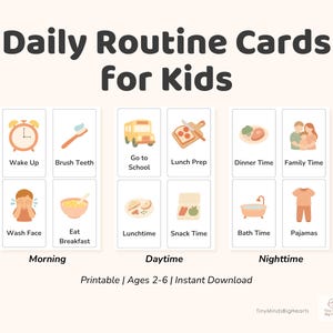 Daily Routine Cards for Kids Printable | Visual Schedule Ages 2–6 | Morning Daytime Night Routine