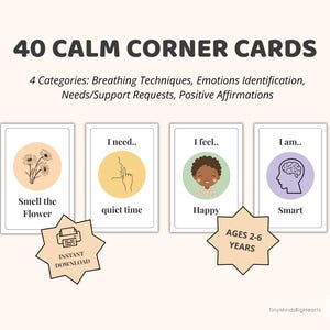 Calm Down Cards for Kids | Calm Corner Printables | Toddler Emotional Regulation Visuals | Autism ADHD Coping Cards | Big Feelings Help PDF