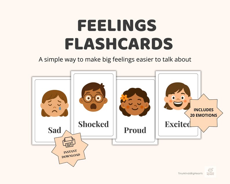 Feelings Flashcards for Kids | Emotion Cards Printable | Toddler ...