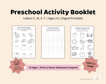 CMAT Preschool Activity Booklet: Alphabet Tracing, Phonics (PDF Downloadable Printable Worksheets)
