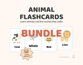 Animal Flashcards Bundle | Printable Cards for Kids (Digital Download)