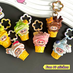 Niedliches Labubu, Mini Labubu Puppen Schlüsselanhänger, 6 Farben Taschenanhänger, Monster-inspiriert, Geschenk für Labubu Liebhaber, Puppenanhänger für Schlüssel & Rucksäcke