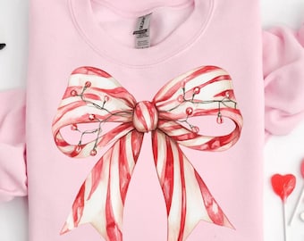 Sudadera navideña con lazo, camisa con lazo, sudadera navideña, suéter navideño femenino, suéter con lazo, regalo de Navidad