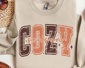 Sudadera acogedora de temporada, sudadera retro de otoño, sudadera cómoda, suéteres de otoño para mujer, camiseta gráfica de otoño, camisa de otoño para mujer, clima de suéteres