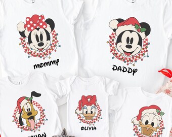 Camiseta de Natal vintage personalizada do Mickey e seus amigos, camiseta de Natal da Disney, camiseta de família de Natal da Disney, viagem de Natal, camiseta de grupo de Natal