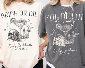 Bride Or Die Shirts, 'Til Death Do Us Party, Funny Halloween Bachelorette Party Shirts, Spooky Bridesmaid Gifts, Skeleton Bride Team T-Shirt