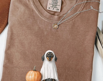 Comfort Colors Dachshund Shirt, Halloween Dachshund Shirt, Halloween Cute Dog Shirt, Cute Ghost Dogs Halloween Shirt, Funny Halloween Shirt