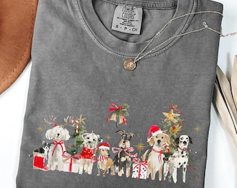 Camiseta navideña para perros Comfort Colors®, ideal para amantes de los perros, ideal para Navidad, ideal para amantes de los perros, ideal para mamás de perros.