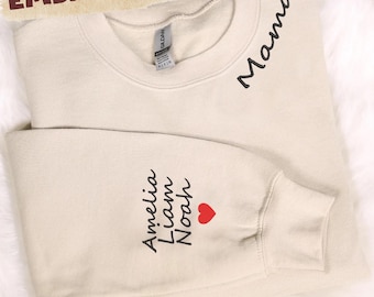 Personalized Mama Embroidered Sweatshirt, Custom Mom Embroidery Hoodie, New Mom Outfit, Pregnancy Reveal Clothing, Christmas Gift for Mom