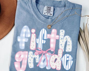Comfort Colors® Fifth Grade Teacher Shirt, Cute 5th Grade Teacher Tshirt, Fifth Grade Teacher Appreciation Gift, Coquette Bow TShirt