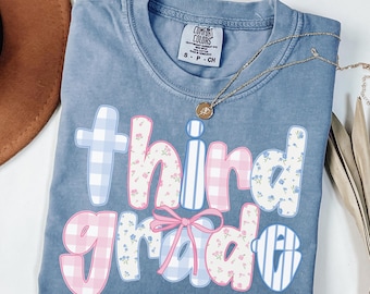 Camiseta de maestro/a de tercer grado Comfort Colors®, camiseta de maestro/a de tercer grado, camiseta de tercer grado, camiseta de tercer grado, lazo de coqueta de escuela primaria