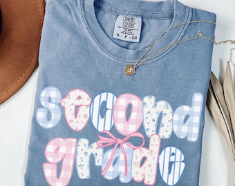 Comfort Colors® Second Grade Teacher Shirt, Coquette Bow 2nd Grade Teacher Shirt, Second Grade Teacher Tshirt, Elementary Teacher Shirts