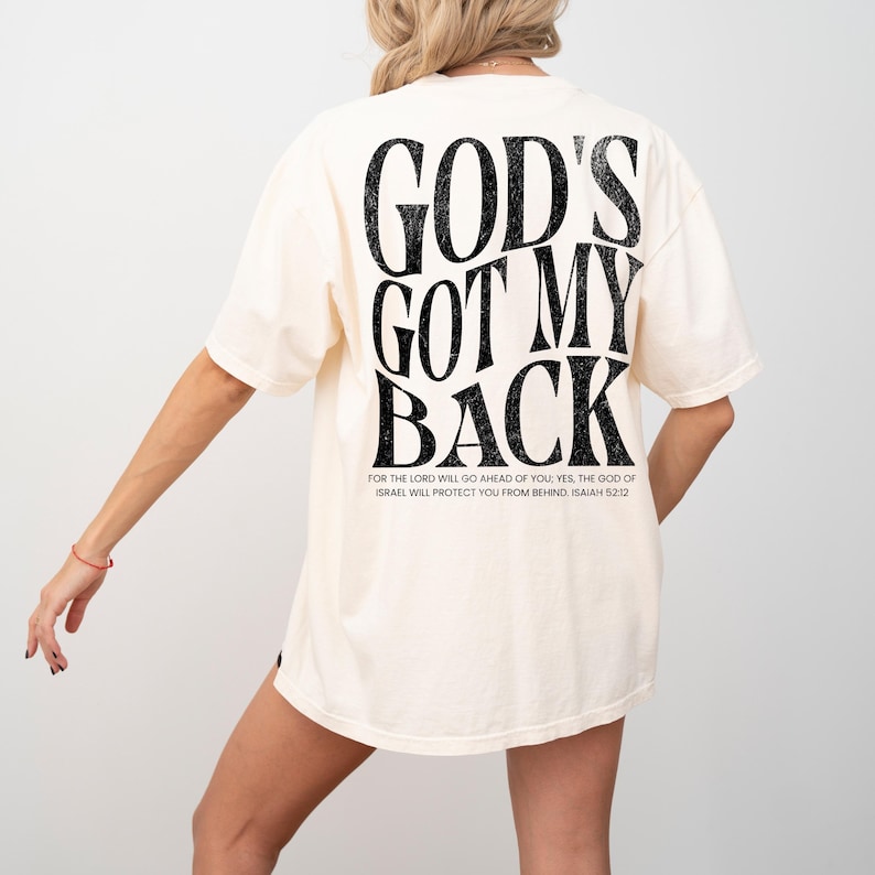 Gud har min rygg-tröja kristen skjorta komfortfärger trendig kristen merchandise Jesus-skjorta tro-skjorta kristen gåva tonårskristen kläder bild 5