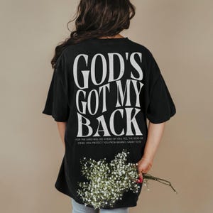 Gud har min rygg-tröja kristen skjorta komfortfärger trendig kristen merchandise Jesus-skjorta tro-skjorta kristen gåva tonårskristen kläder bild 2