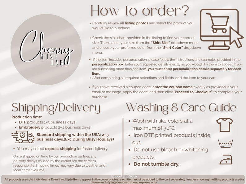 Please review this image carefully. It will help you complete your order, find your shipping details, and use your product correctly.